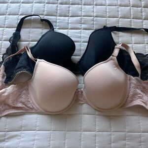 Wacoal Black and Nude Pink Lace Bra